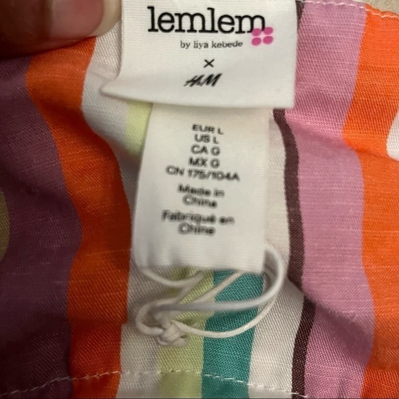 NWOT H&M X Lemlem Striped Lyocell Linen Blend Crop Top Size Large - Picture 7 of 8